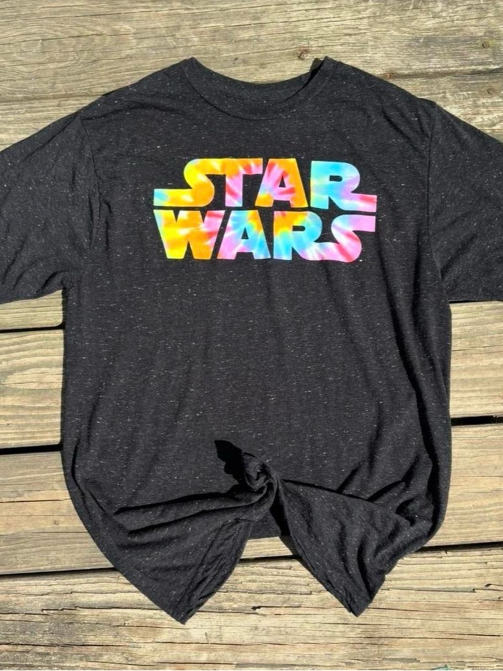 Star Wars Black Tee with Multicolor Tie-Dye Logo